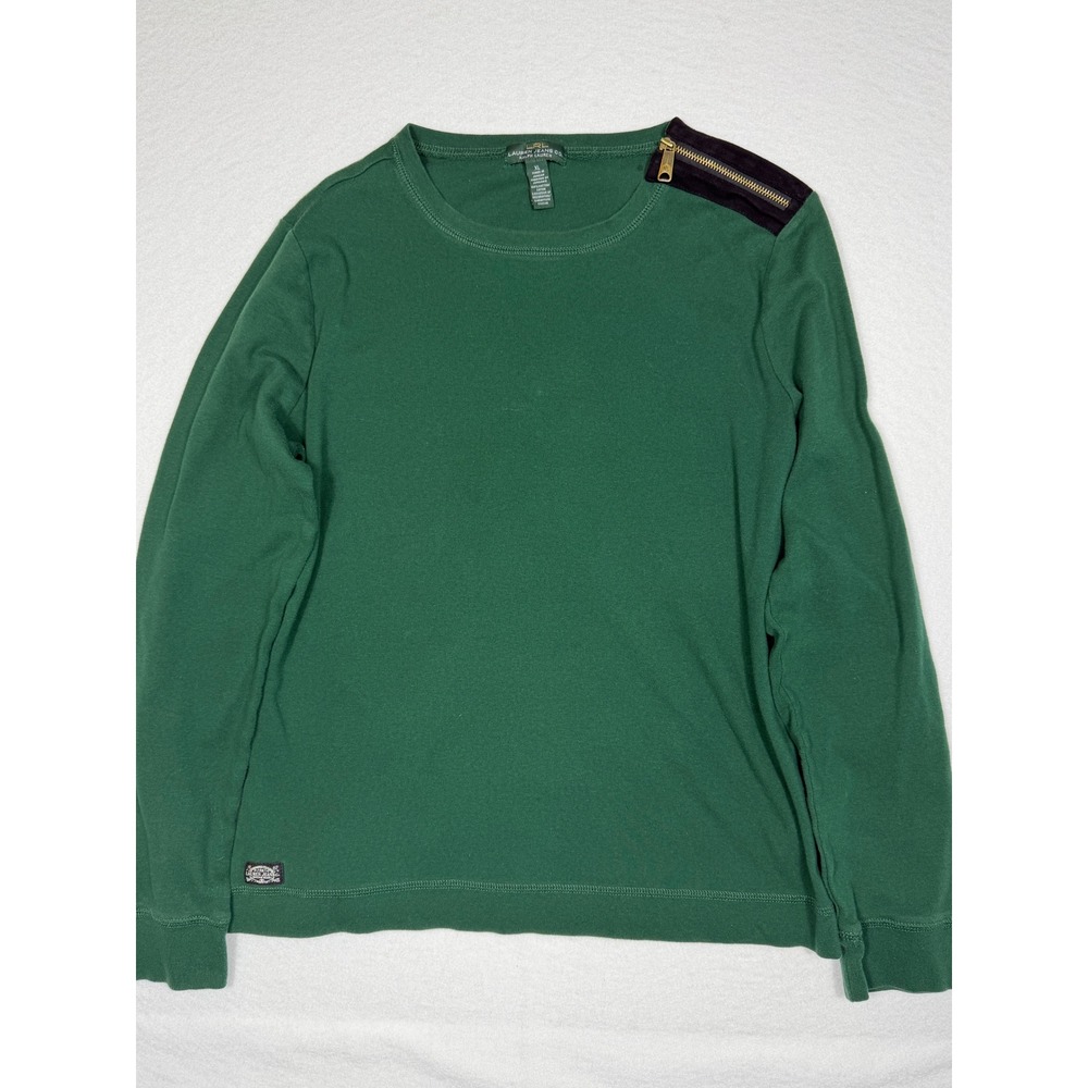 Lauren Jeans Co Ralph Lauren Green Long Sleeve shirt Women's XL‎ Zipper Detail